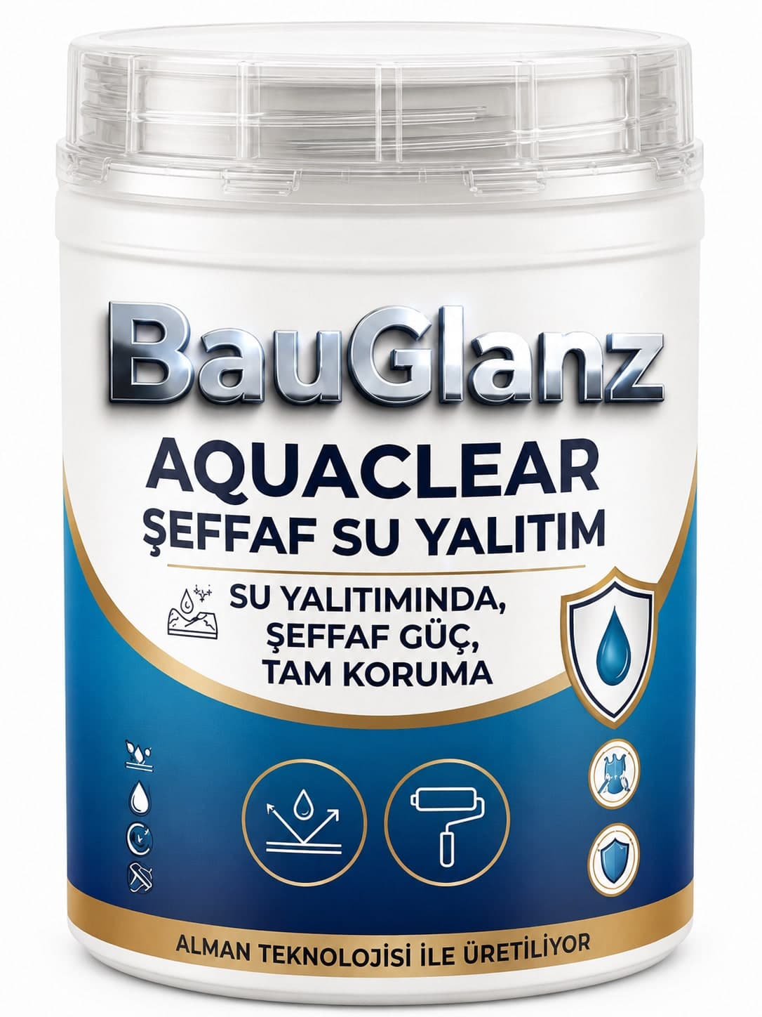BauGlanz AQUACLEAR şeffaf su yalıtımı ürün ambalajı