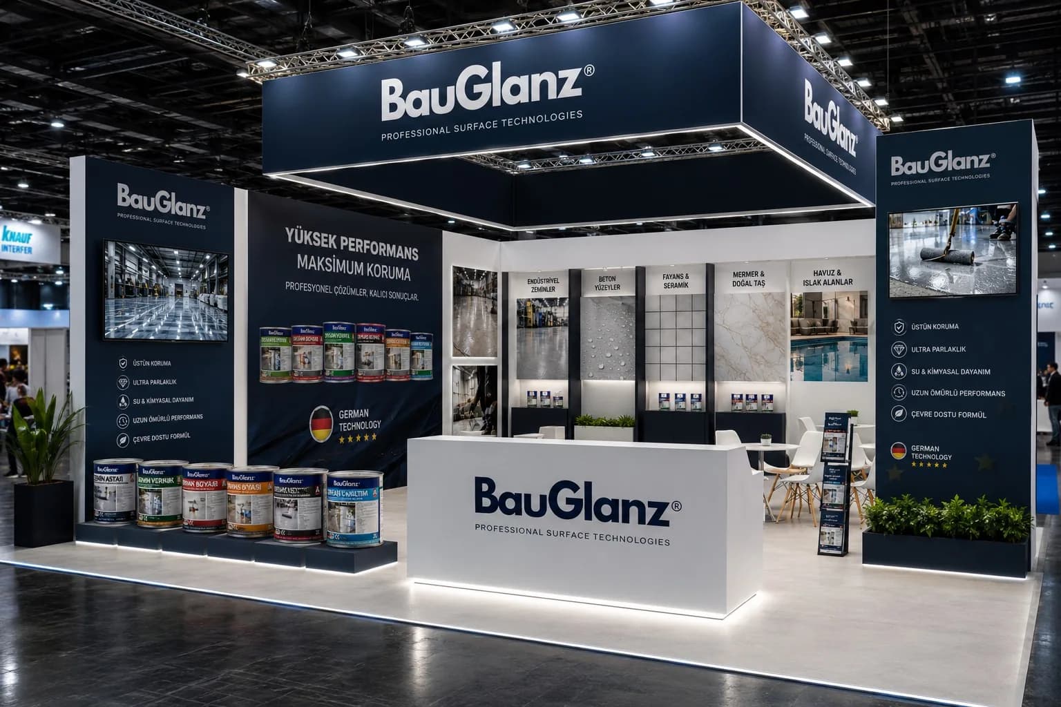 BauGlanz profesyonel yüzey teknolojileri ürün ailesi fuar standı