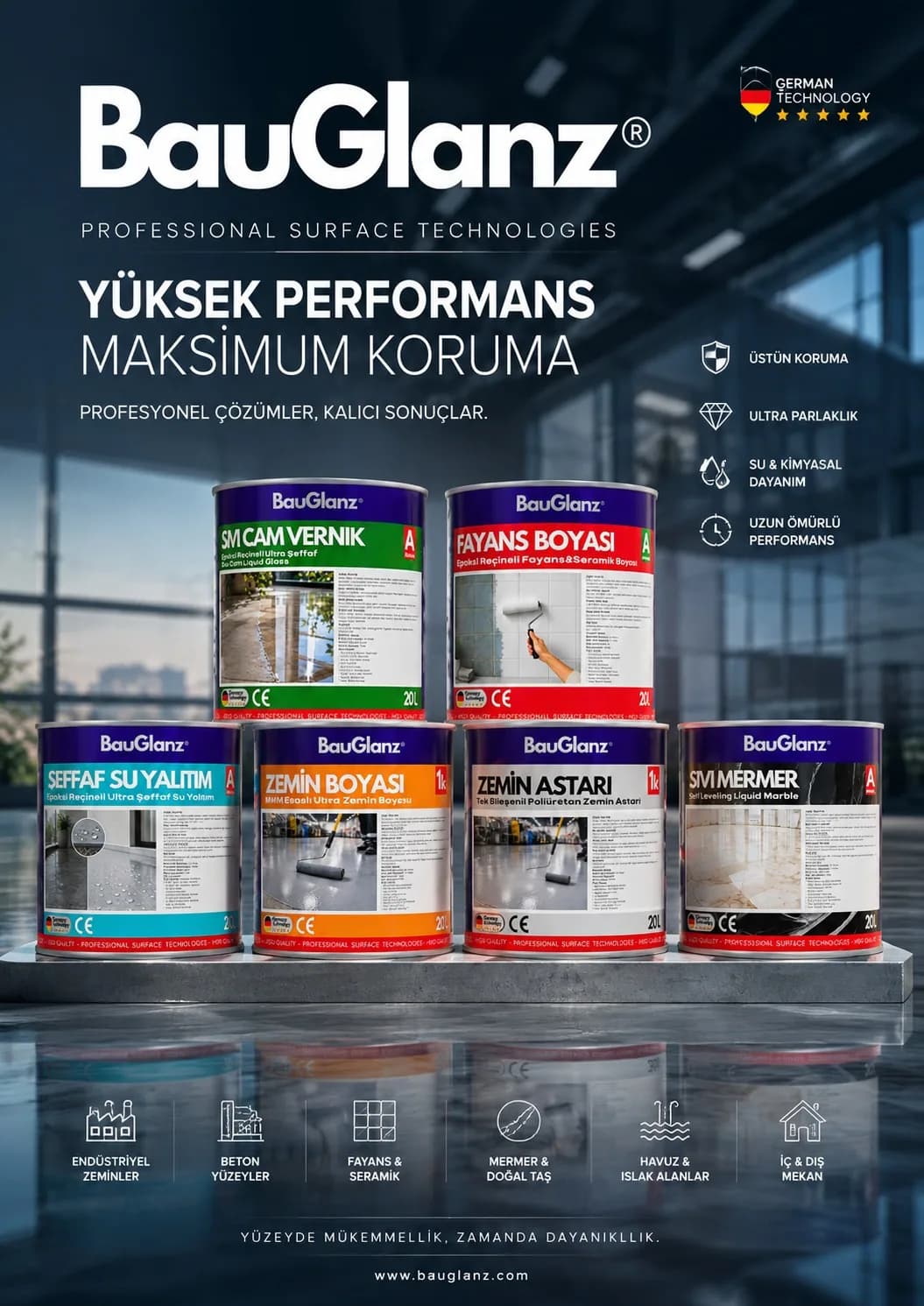 BauGlanz profesyonel yüzey koruma ürün ailesi